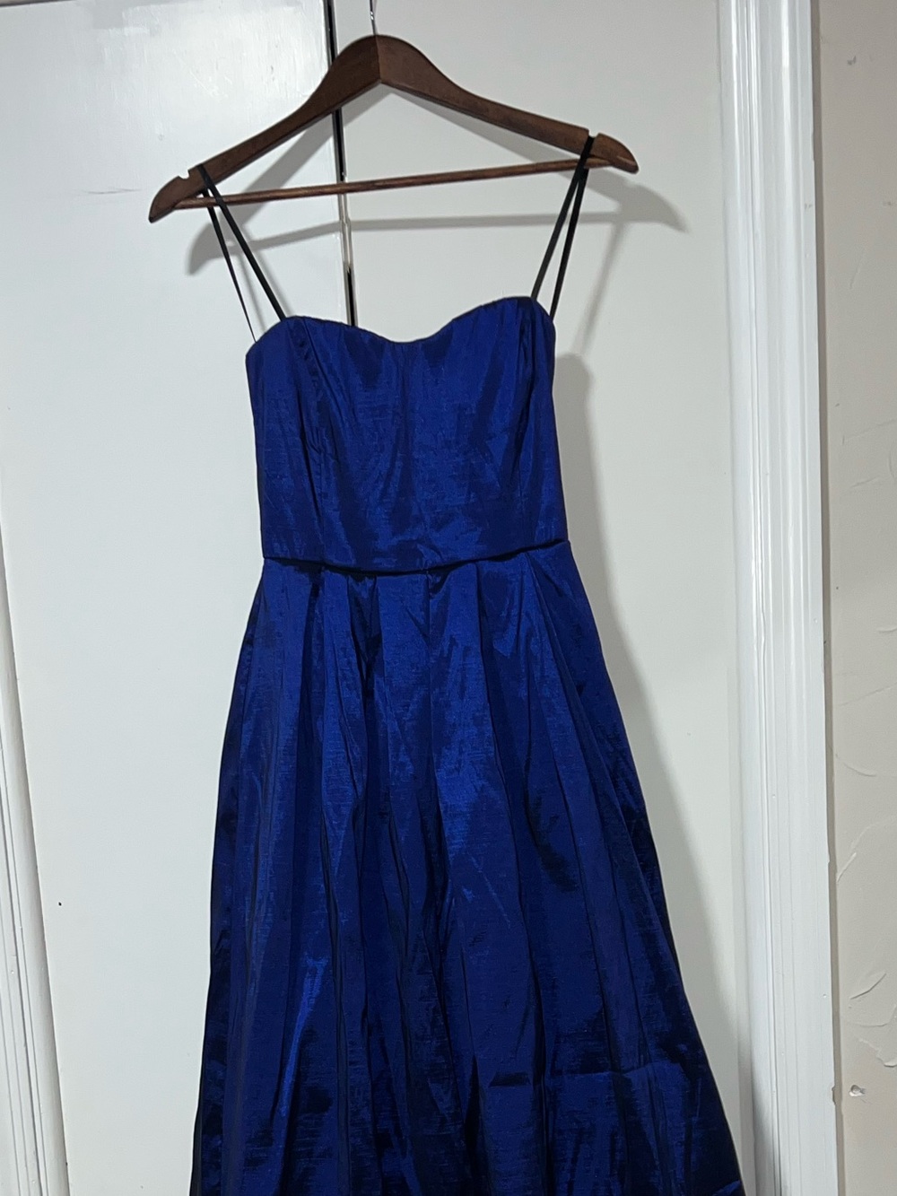 Blue Strapless Evening Gown
